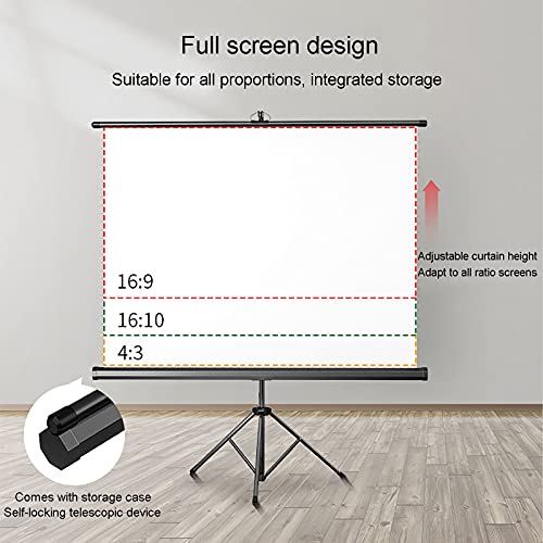Pantalla de proyector con soporte trípode ajustable sin arrugas de 60 pulgadas para uso interior y exterior miniatura 3