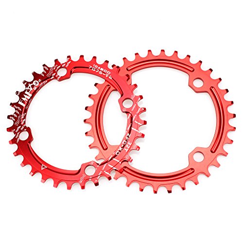 Fomtor 32T Chainring 104 Bcd Narrow Wide Chainring With 4 Bolts 9 10 11 Speed For Road Bike, Mountain Bike, Bmx Mtb Bike (Red) #TOP4