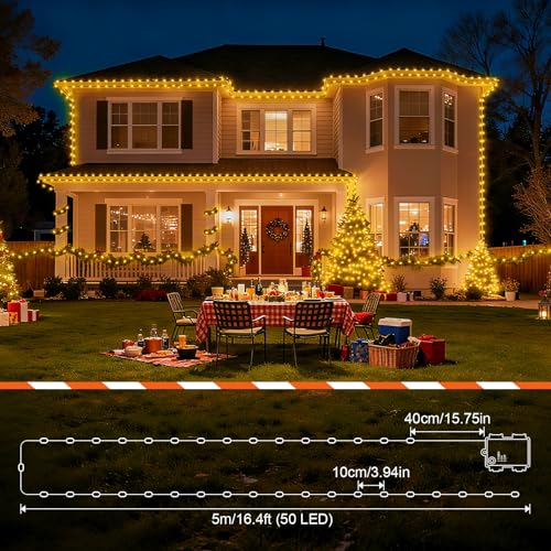 Isisyu 2 Stück Lichterkette Batterie, 5M 50 LED Warmweiß Micro Lichterkette Batteriebetrieben mit Timer… – Ansicht 6