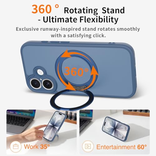 Image of Magnetic Case for iPhone 17 with Magnetic Ring Stand, [Compatible with Magsafe] [Military Grade Drop Protection] Shockproof Phone Cover for iPhone 17 Full Camera Protection 6.3 inch Blue