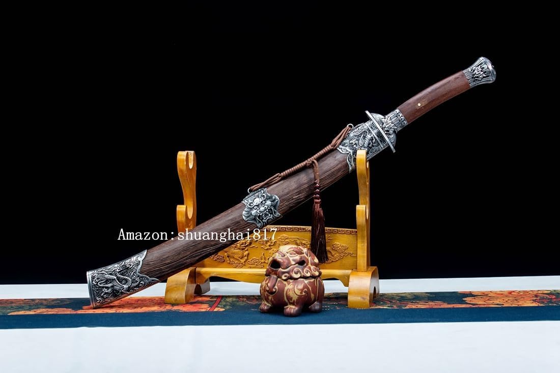 Dragon/Tiger Broadsword Chinese Saber Jian Kungfu Oxtail Knife High Manganese Steel Blade Sharp Wushu Dao Sword Katana