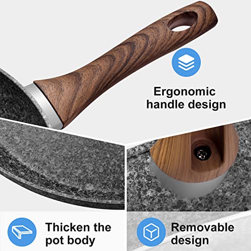 Rainberg 24cm Non Stick Frying Pan, Granite Frying Pan Nonstick Coating, Anti-Scratch, Durable Stove Compatible, Induction Frying Pan (24cm) - Image 6