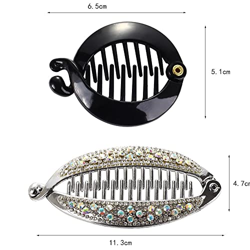 Elegant Shining Rhinestone Crystal Banana Clip, Fish Shape Grips Clamp Headwear, Women Rhinestone Fish Clip, Hair Claws(Silver) #TOP2