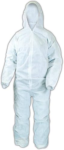 Miniatura 3 de MAGID EconoWear Lite N Kool Plus SMS - Overol de tela con capucha, desechable, puño elástico, gris, grande (caja de 25), Blanco