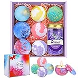 🎃Ideal Regalo Set: Este set de regalo con 5 bombas de baño+2 velas perfumadas+200g de lavanda de sal de baño. Perfecto para Navidad, año nuevo, aniversario, cumpleaños, San Valentín, Día de la Madre, regalos perfectos para mamá, esposa, novia o mujeres de ama.