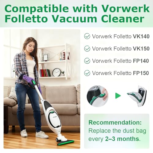 Miniatura 2 de 14 Bolsas Aspiradora Compatibles Con Vorwerk Folletto Kobold Vk140 Vk150 Fp140 Fp150 Universal Bolsa Microfibra Repuesto Kit De Accesorios Con 3 Filtros De Motor, 2 Cepillos Limpios, 12 Ambientador
