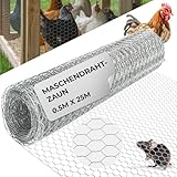 STREND PRO Maschendrahtzaun | Verzinkt | 0,5m x 25m | 0,7 mm, 13mm HEX | Kaninchendraht, Hasendraht, Volierendraht für Garten & Tierhaltung | Hasengitter, Hühnerzaun, Gartenzaun
