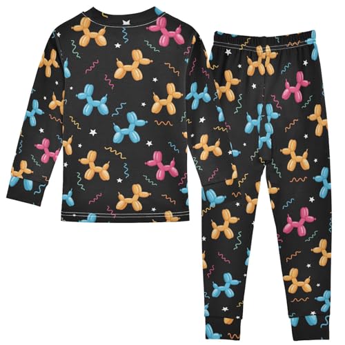 Pajama Sets Long Sleeve Colorful Balloon Dogs Pattern Soft Comfy Sleepwear 2 Piece PJS 3-8T3