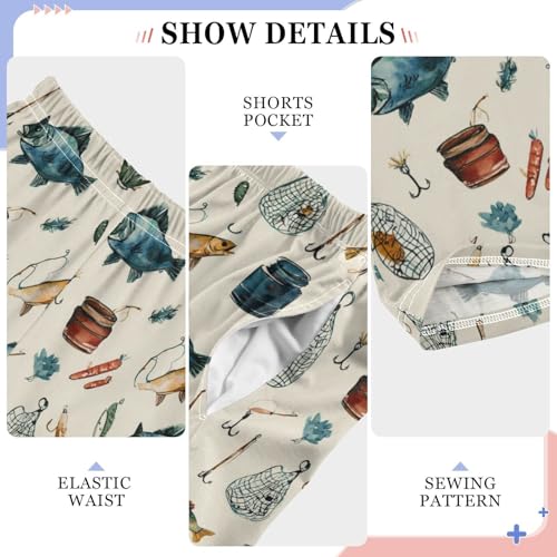 Pattern Of Fishing Themed Lounge Pajama Pants Soft PJ Bottoms for Sleepwear Ages 6-14 Years4