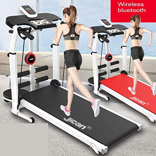 Image of Recovery Fitness Walking Treadmill with Full Length Hand Rails Deck Cushions and Heart Rate Monitoring Folding Running Jogging Walking Treadmill (Red)