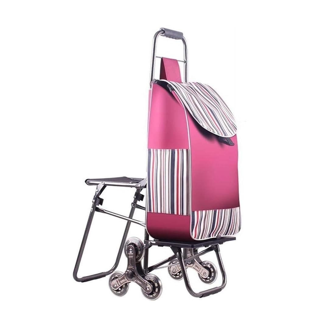 Shopping Bag On Wheels Foldable Shopping Trolley With Seat Stair