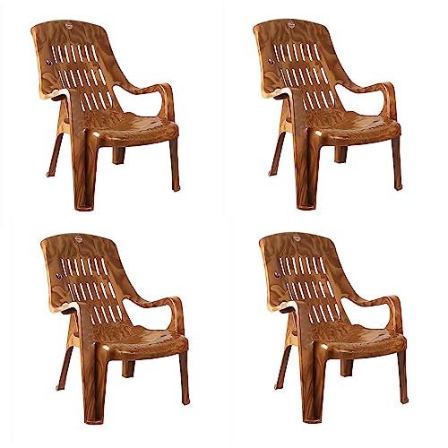 Image of Cello Comfort Sit Set of 4 Chairs (Sandalwood Brown) | Strong and Durable | Easy to Clean | Chair for Living Room, Bed Room, Kitchen, Office Room, Outdoor | 3 Years Warranty