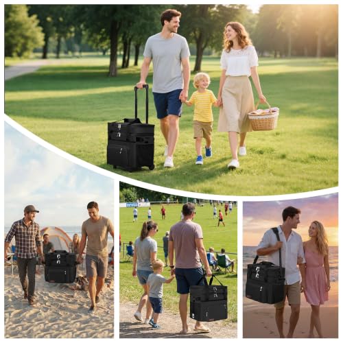 Image of MIYCOO Cooler Bag with Wheels, Double Deck, 60 Can Leakproof Insulated Soft Cooler, Extra Large Expandable Ice Chest for Beach, Picnic, Camping