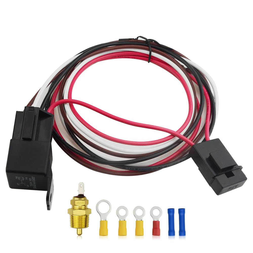 Kit cablaggio relè ventola elettrica 4 pin 40 AMP interruttore sensore temperatura 185 On 175 Off termostato ventola raffreddamento