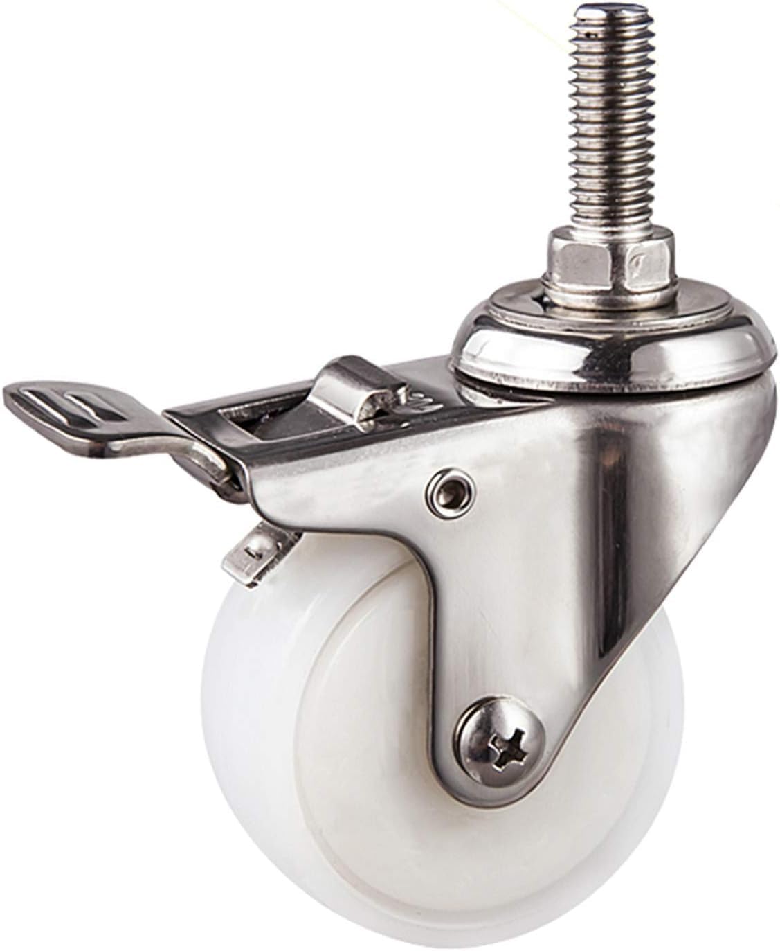Ruote girevoli, Ruote girevoli con Gambo filettato M10x25 mm, Ruote di Ricambio per carrelli della Spesa, girevoli a 360 Gradi (Freno, 50 mm/2 Pollici)