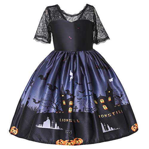 Saia de bruxa Amosfun Halloween com chapéu de bruxa elegante fantasia de bruxa infantil vestido de p