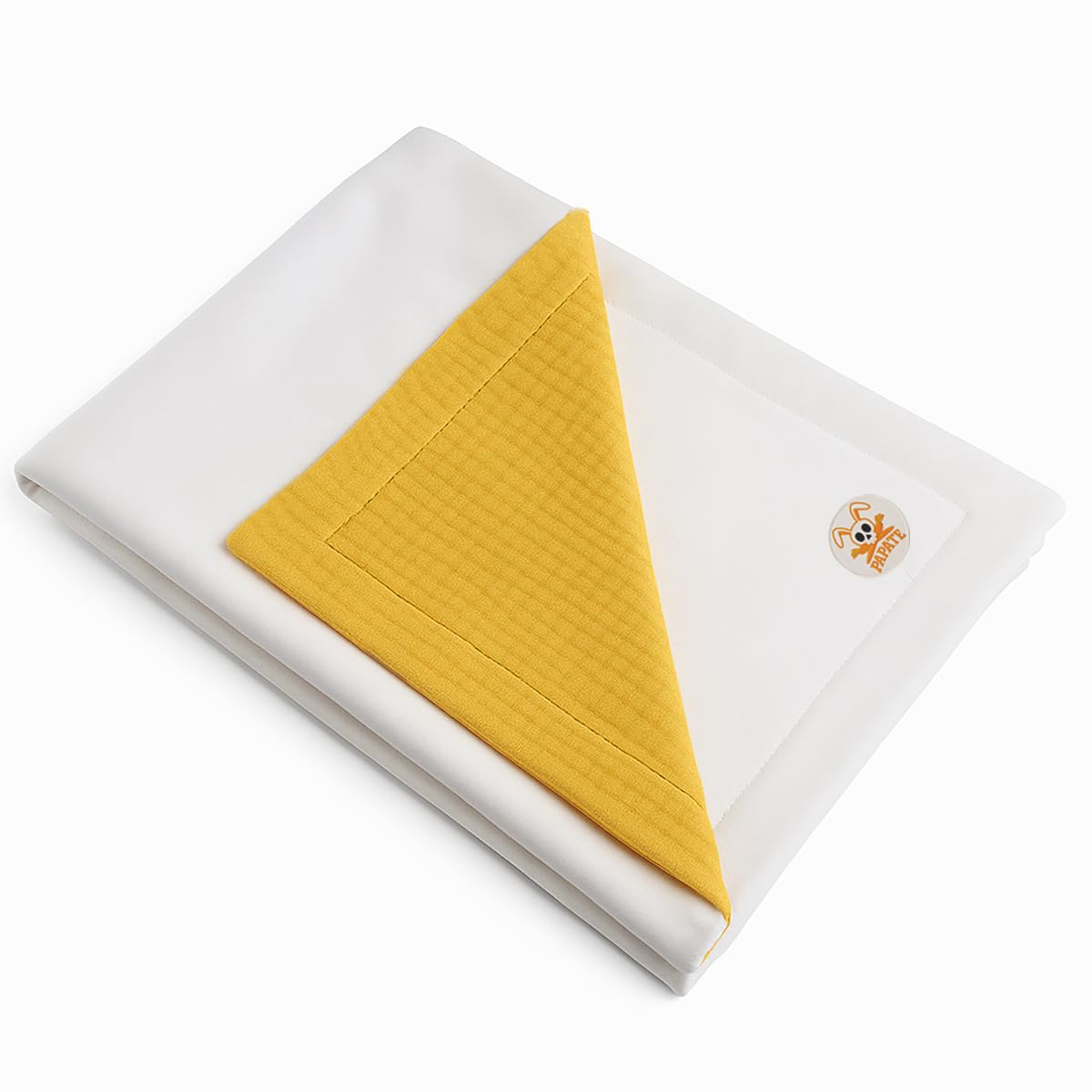 PAPATE Couverture en Coton Bio Rex - Polaire et Gaze de Coton Biologique, Certifiée GOTS, Douce et Chaude (Blanc et Honey)