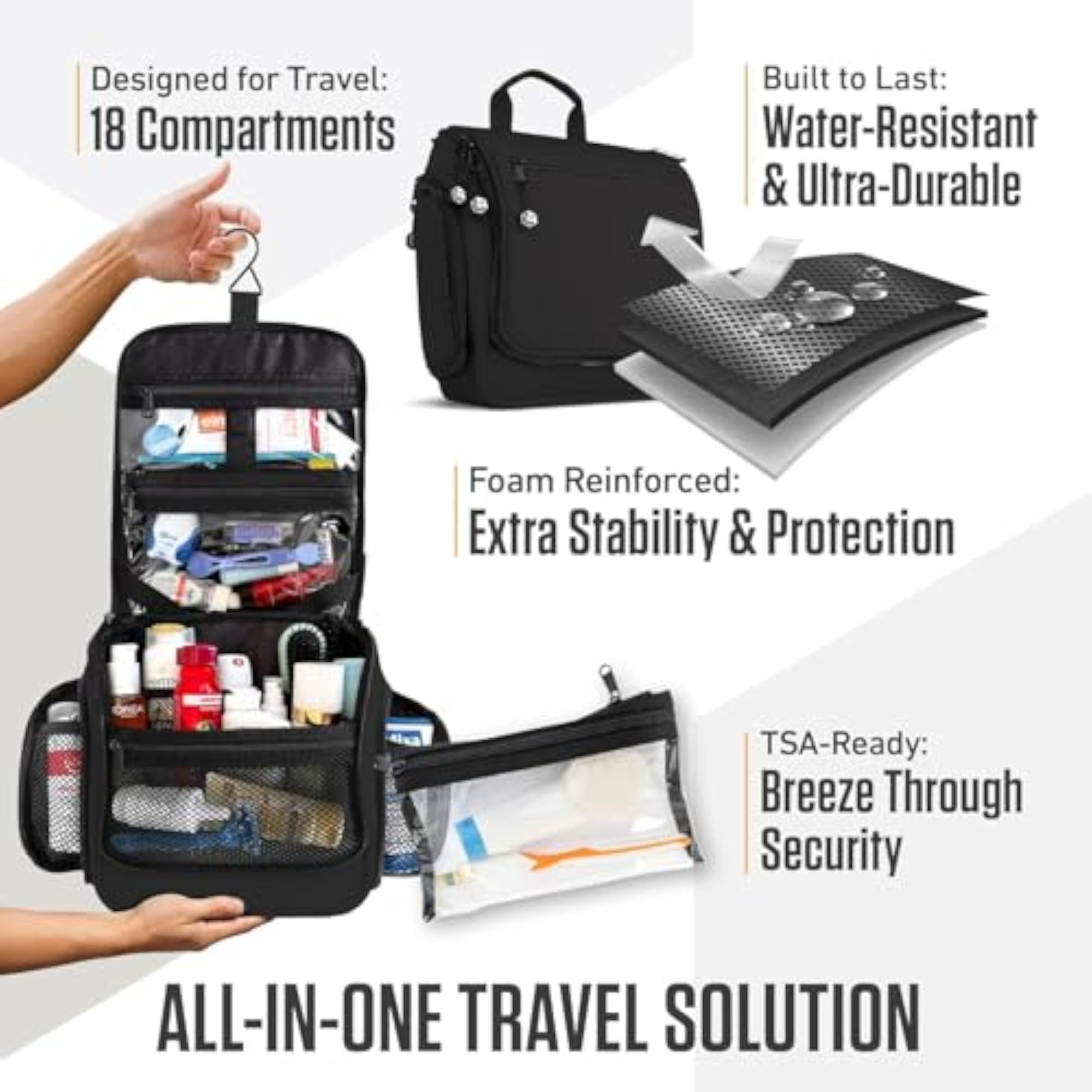 Travel Hanging Organizer Bag with 18 Compartments