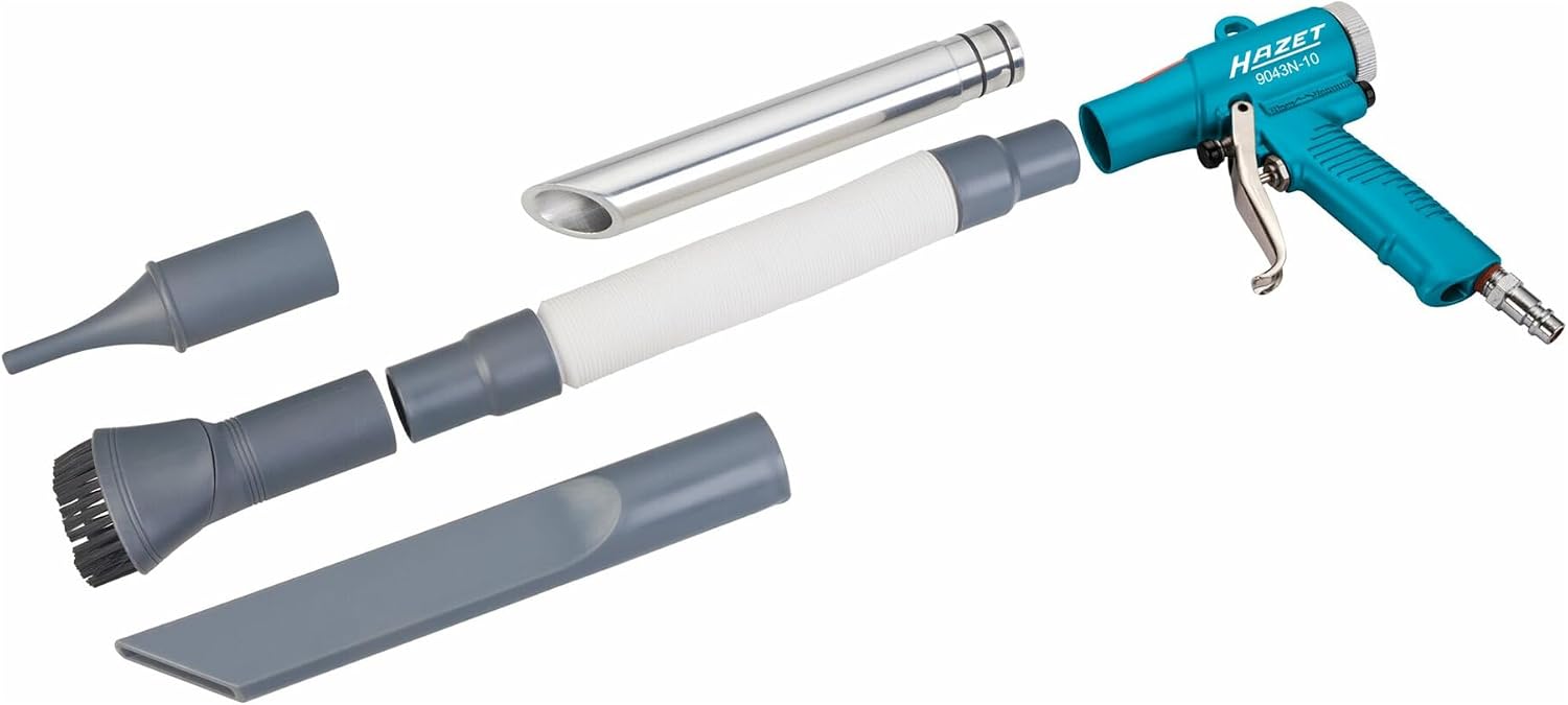 HAZET suction/blow gun 9043N-10 I practical one-hand switch, with metal housing, vacuum level: 7.0.20 inHg I for vacuuming dirt into the dust bag and blowing out surfaces