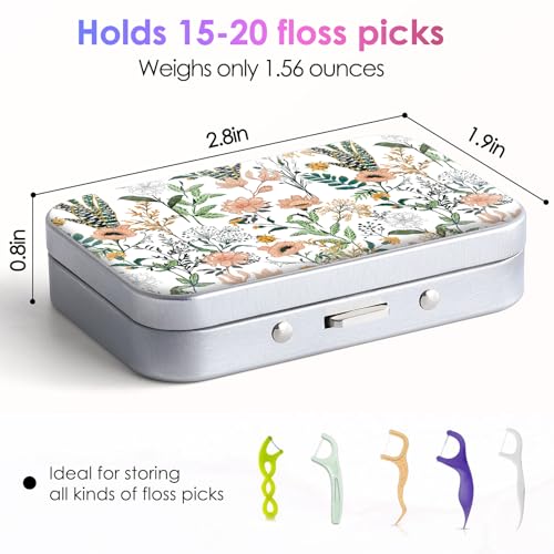 Image of Dental Floss Portable Case, Easy to Store Floss Picks of Various Sizes, Portable Dental Floss Dispenser is Perfect for Travelling, Hotels, Dinners, Appointments.White Flower