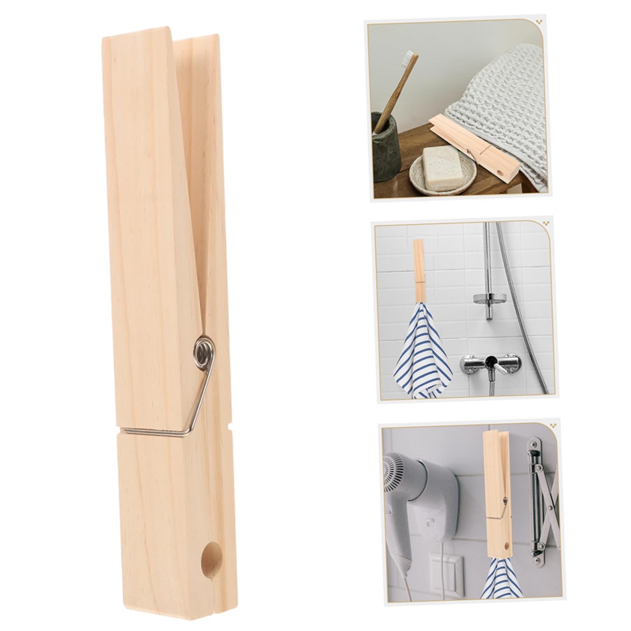 2pezzi Molletta in Legno Per Asciugamani Grande Molletta Per Stendere i Panni Per Vestiti in Legno Per Bagni e Lavanderie Resistente e Duraturo