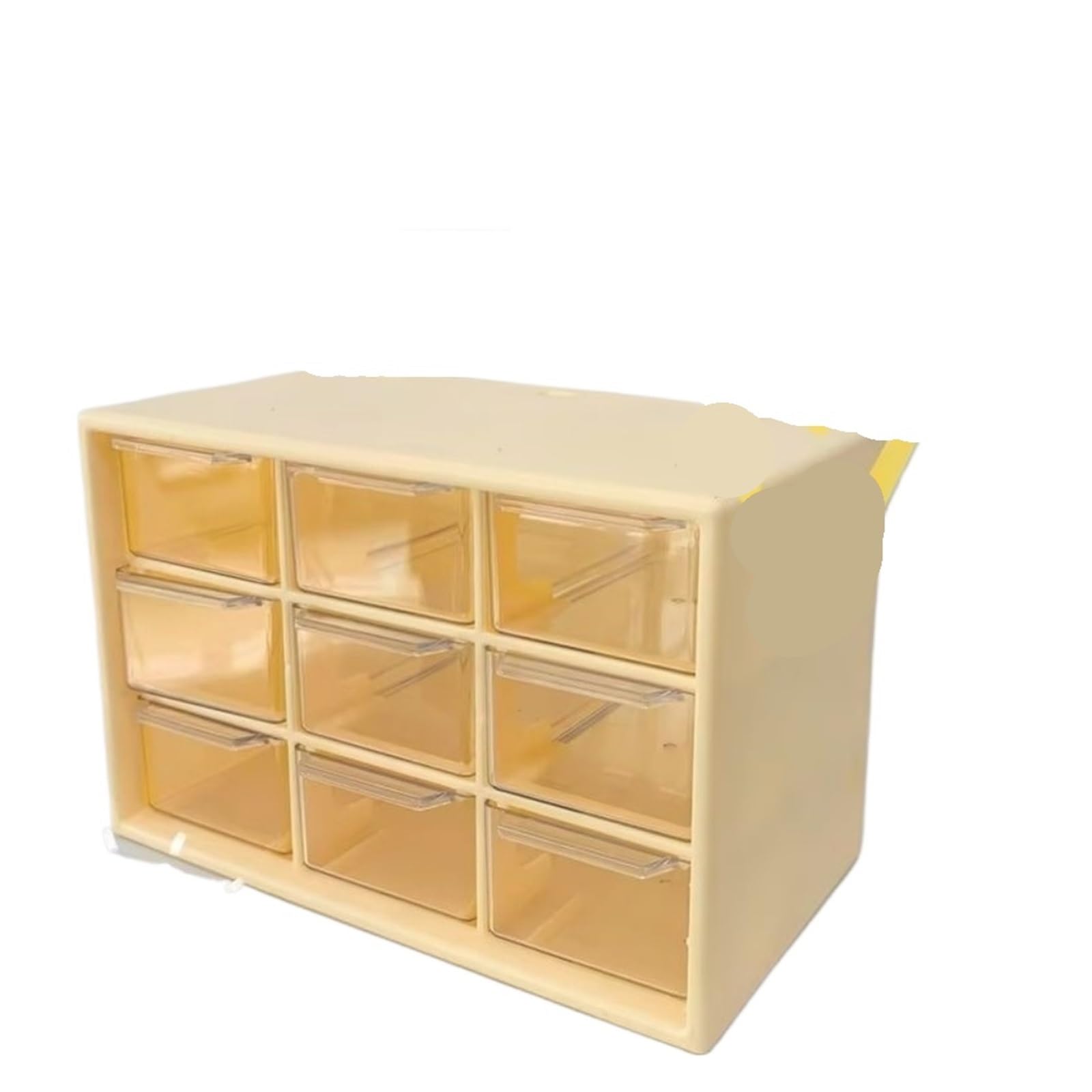 GMGQJST Compartment Storage Boxes Dustproof Desktop Drawer Organizer PVC Transparent Storage Box Small Drawer 9 Grids Drawer Organizer Box For Jewelry Cosmetics(Yellow)
