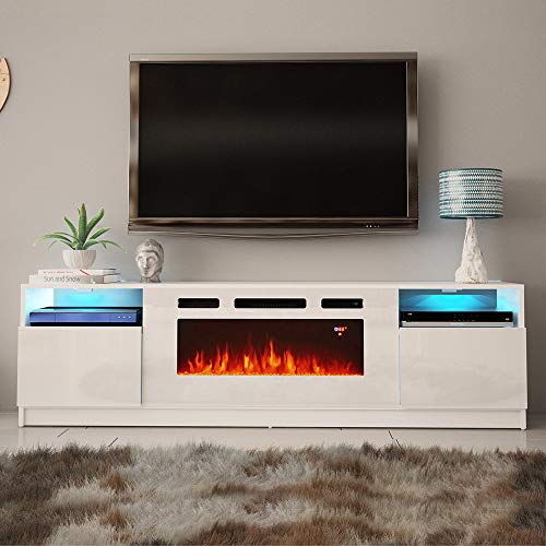 MEBLE FURNITURE & RUGS York WH02 Electric Fireplace Modern 79\" TV Stand - Thumbnail 5