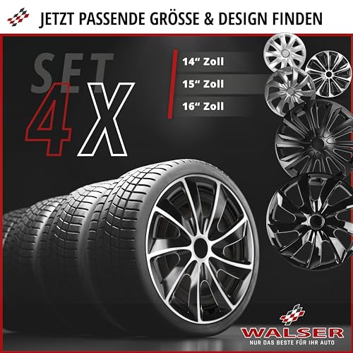Walser Premium Radkappen New Racer, 4er Set Radkappen Auszeichnung Sehr Gut*, Radzierblenden 14 Zoll, Radblenden für Alufelgen Stahlfelgen… – Ansicht 3