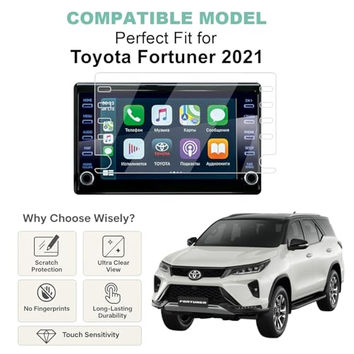Image of Wisely Premium Screen Guard for TOYOTA FORTUNER /LEGENDER 2021 FACELIFT 8-Inch Display / 2024 Fortuner 4X4 4X2 Car Infotainment Protector Accessories, Touch Responsive, HD Clear, Easy Installation