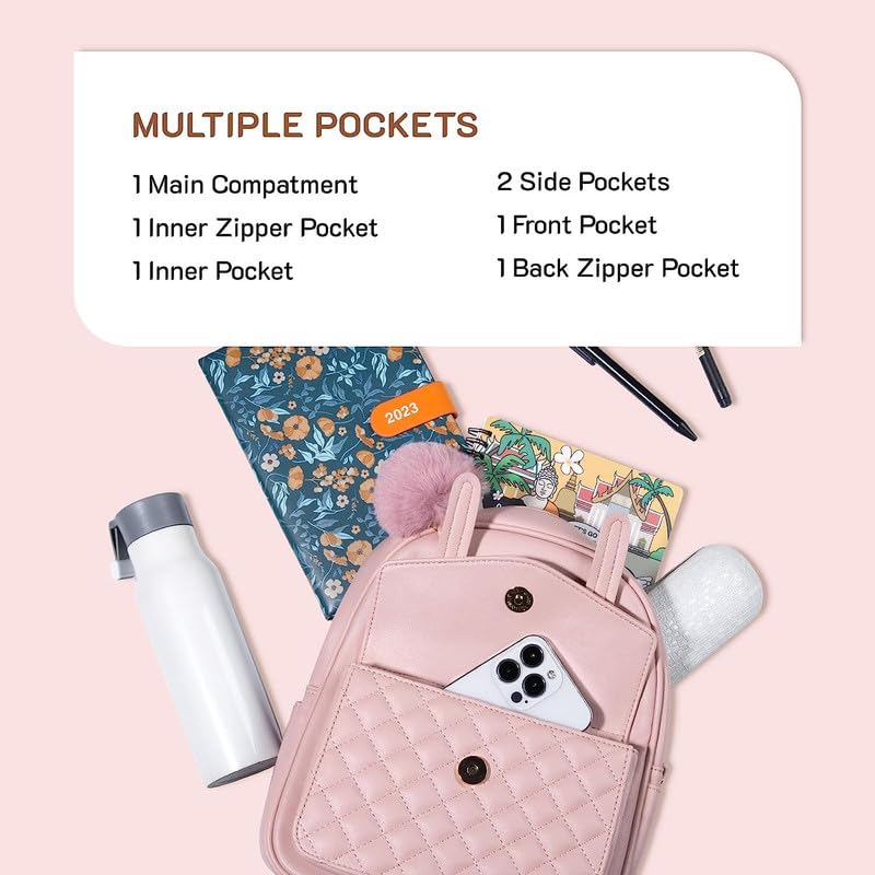 Image of ShopyVid Mini Backpack for Women Cute Small Backpack Purse With Pompom