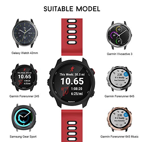 ANCOOL Compatible with Vivoactive 3 Band,20mm Quick Release Soft Silicone Replacement Strap for Forerunner 645/Galaxy Watch 42mm/Gear Sport/Galaxy Active 2 -(Red/Army Green/Black) - Thumbnail 4