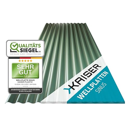 KAISER plastic® Wellplatten grün | Wellplatten Dach, Welldach Kunststoff | Dachplatten wetterfest | Überdachung | Sinus 76/18 – 90 x 83 cm | 1 Stk. KAISER plastic® Wellplatten grün | Wellplatten Dach, Welldach Kunststoff | Dachplatten wetterfest | Überdachung | Sinus 76/18 – 90 x 83 cm | 1 Stk.