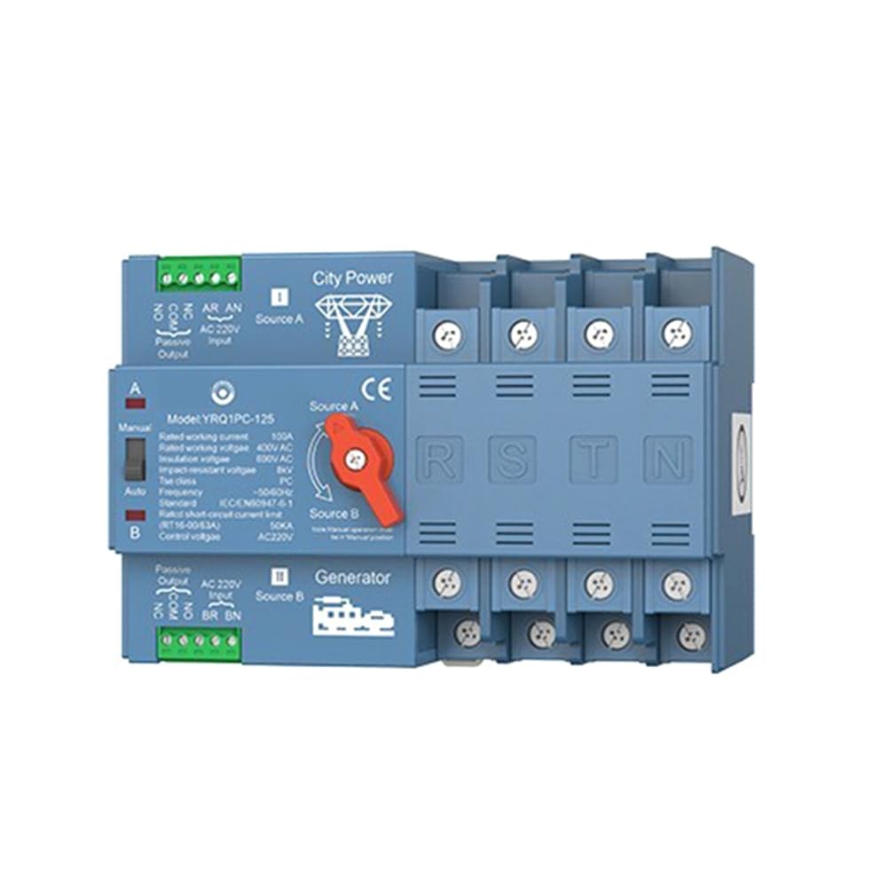 ATS-Dwukrotny automatyczny przełącznik dla generatora lub PV - Przełącznik do sieci miejskiej, Generator 125A 4P