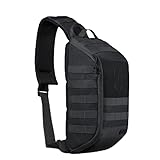 Bolsa de Ombro Agility 2.0 Invictus, Mochila Transversal Tática, 42 x 23 x 12 cm, 715g, Sistema MOLLE, Preto