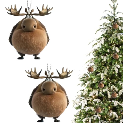 2 Stück Weihnachtsbaumschmuck Elch, Weihnachtsbaum Anhänger Lustig,...