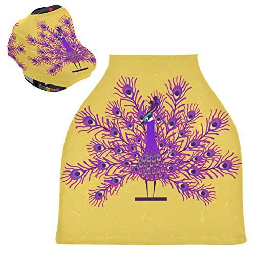 かわいい孔雀の羽ベビーカーシートカバーキャノピー伸縮性看護カバー幼児用母乳の男の子の女の子のための通気性防風冬のスカーフ