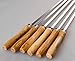 IMEEA Flat Skewers for Kabobs Stainless Steel Kebab Skewers for Grilling 16.5 Inch Barbecue Skewers with Nonslip Wooden Handle, Set of 6