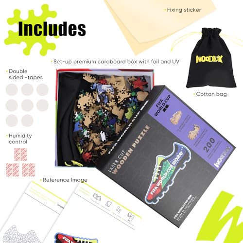 Image of FIFA World Cup 2026 Wooden Puzzles for Kids & Adults, FWC 26 Boot 200 Pieces, Unique Shape Jigsaw Puzzle, 5MM Thick, Officially Licensed Product, 17.7x8 Inch
