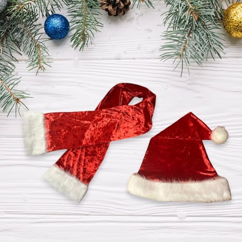 Sombreros de Navidad de Papá Noel y bufanda Velvets tacto suave 5
