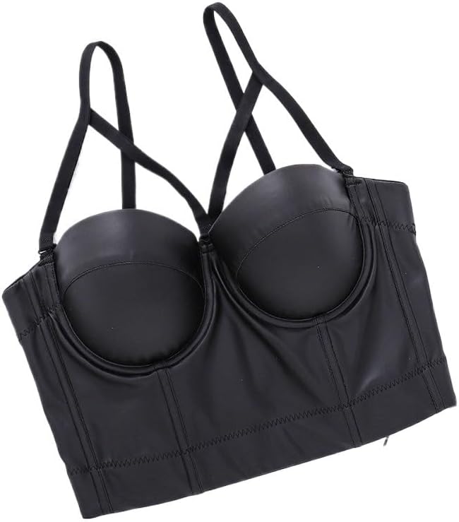 PU Leather Camisole for Women Shaping Bra for Party Performance Dress Tube top for Women(38c)