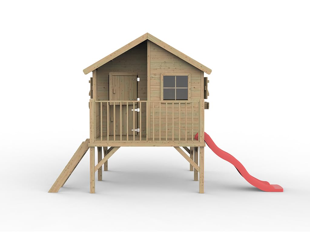 Stelzenhaus Brüssel KDI | 174x226x250 cm | Kesseldruckimprägniert | Mit Veranda, Fußboden & 3 Fenstern | 80 cm Podesthöhe | Kinder Spielhaus