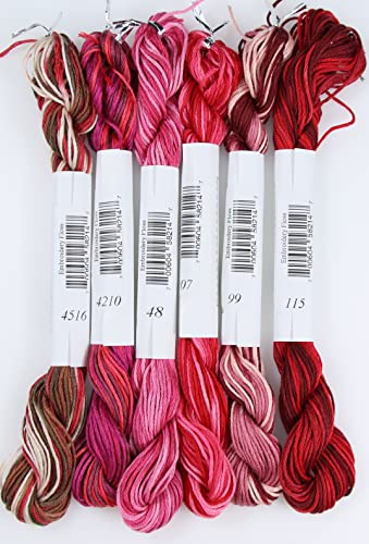 Image of KCS Big skeins of 25 Meters Size 25 Color Variegated Cross Stitch Stranded Threads,6 skeins,23