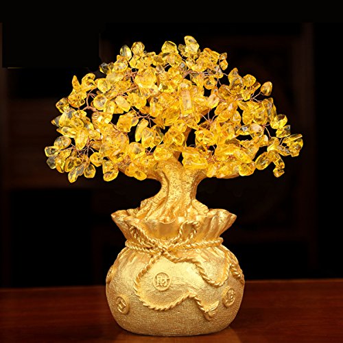 BWINKA Feng Shui Dinero árbol Mesa de Oficina Home Feng Shui Decoración Cristal árbol de Dinero para Riqueza y Buena Suerte (tamaño Grande)