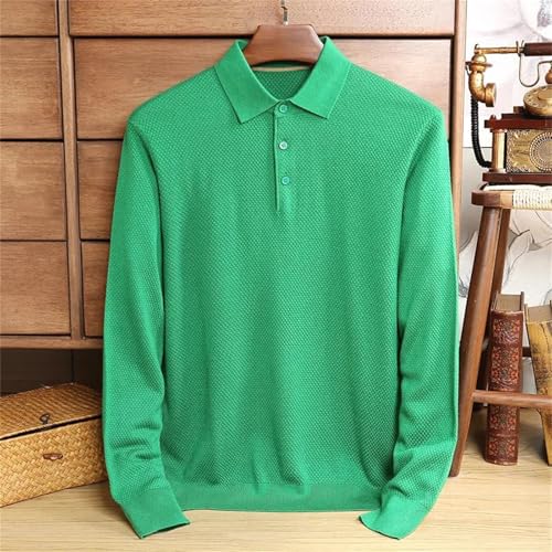 Men’S Silk Cotton Knit Long Sleeve Turn-Down Collar Casual Pullover Sweater Jumper Tops2