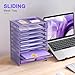 OUTWOLF 10 Tier Paper Organizer - Letter Tray Mesh Desk File Organizer with Handles for Office School Desktop, Purple