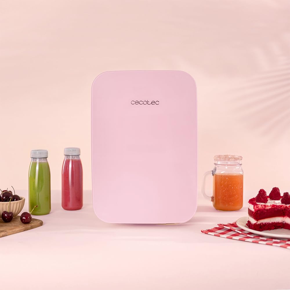 Cecotec MiniColing Mini Bolero lodówka 10 l Ba Pink. Pojemność 10 l, praca 12-220 V, kompatybilna z samochodami i karawanami, funkcja zimna i ciepła, regulacja temperatury od 7°C do 65°C