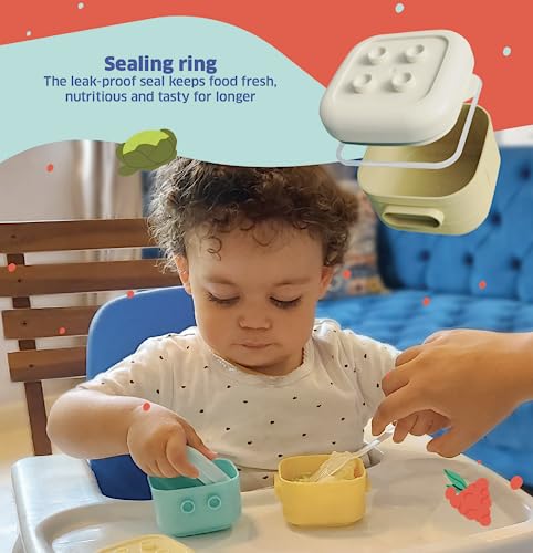 Epik Baby Food Container, Prefer For Daycare, 4 Pack Leakproof Thick Food Grade Pp Container With Silicone Lid, 4 Oz, Freezer, Dishwasher And Microwave Safe, Unbreakable Food Storage - No Glass #TOP2