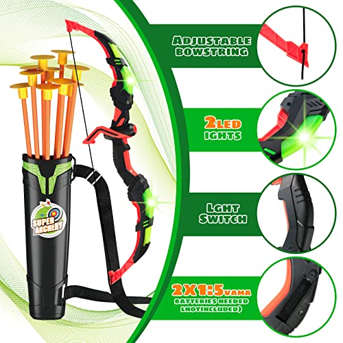 Joy Spot! Bow And Arrow For Kids, Archery Toy Set With Led - Includes 2 Bows, 20 Suction Cup Arrows, Standing Target, Outdoor Toys For Kids Boys Girls 4-12 Years Old #TOP2