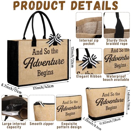 Image of Aliceset 3 Pcs Beach Bags Gift Set for Women Canvas Tote Bag Wedding Handbags for Summer Bridal Shower Travel