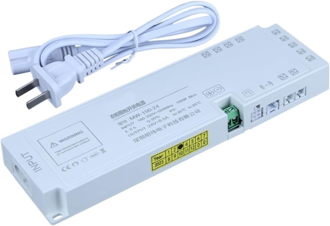 Wardrobe Cabinet Light Dedicated LED Power Supply 220 to 12V24V Interface Induction Switch Light with Transformer(MW-150W-24V)
